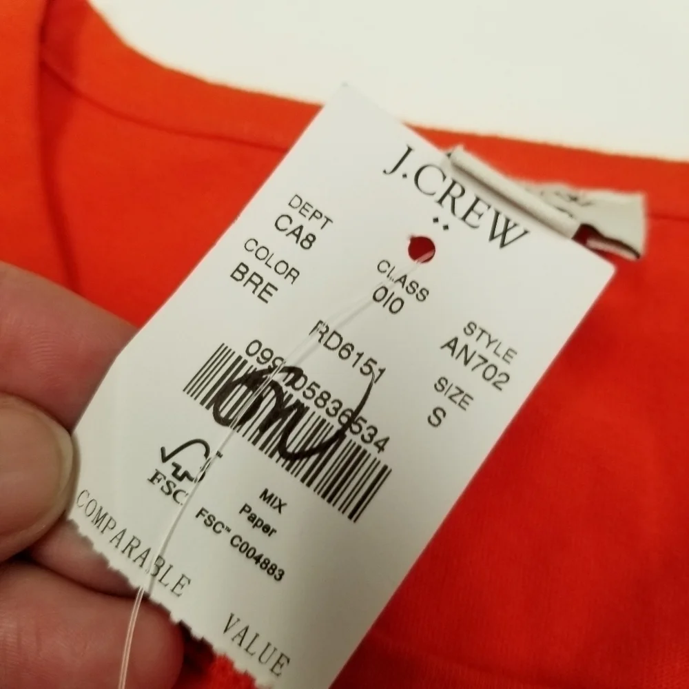 J. Crew orange sleeveless eyelet lace ruffle‎ tank top blouse ladies Small NWT